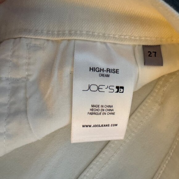Joe's Jeans High-Rise Cream Denim Skirt Women's Frayed Hem & Front Slit Size 27 - Picture 5 of 8